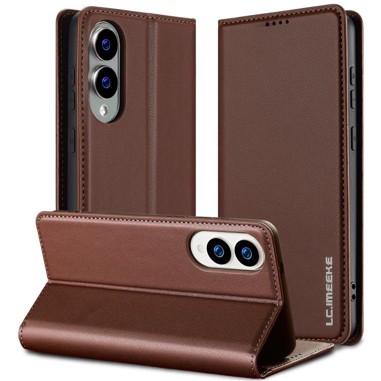 

For Samsung Galaxy S25 Edge 5G LC.IMEEKE L1 Series Frosted Fine Texture PU Phone Case(Brown)