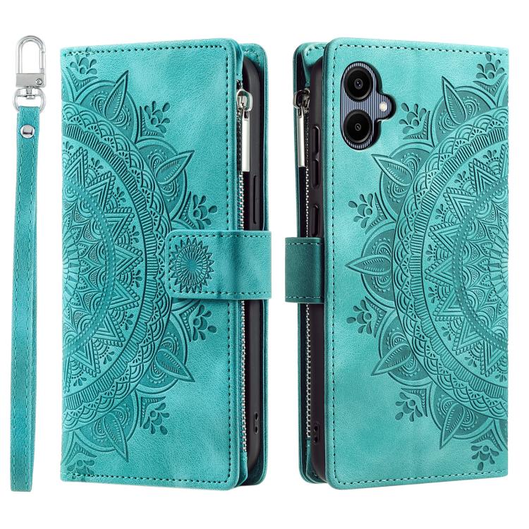 

For Samsung Galaxy A07 4G Multi-Card Totem Zipper Leather Phone Case(Green)