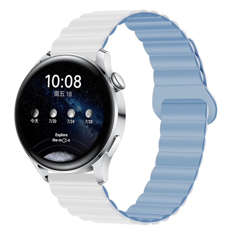 

20mm Two Color Magnetic Silicone Watch Band(White Mist Blue)
