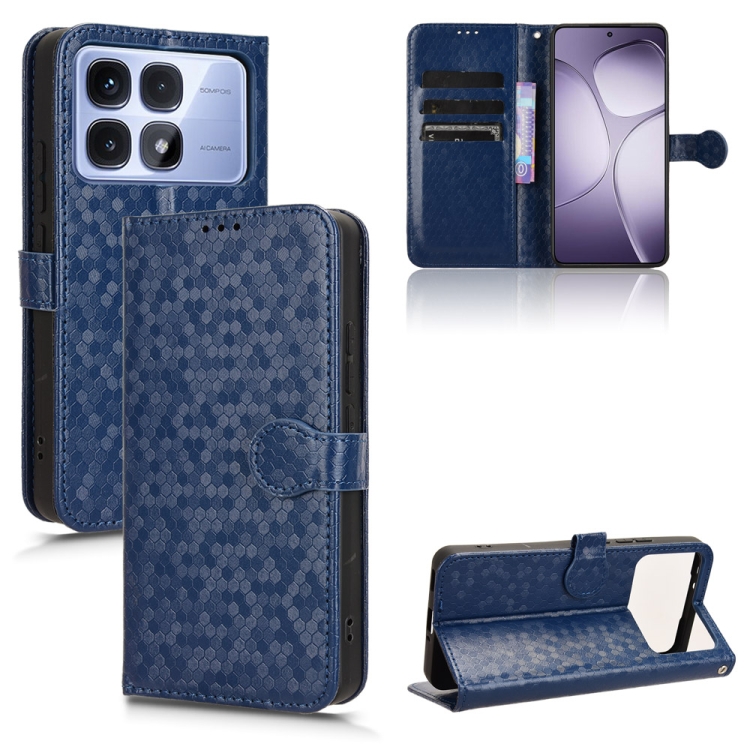 

For Redmi K70 Ultra Honeycomb Dot Texture Leather Phone Case(Blue)