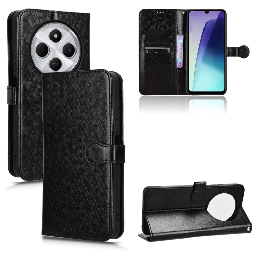 

For Redmi 14C 4G Honeycomb Dot Texture Leather Phone Case(Black)