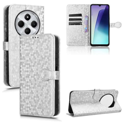 

For Redmi 14C 4G Honeycomb Dot Texture Leather Phone Case(Silver)