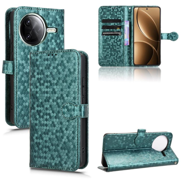 

For Redmi K80 / K80 Pro Honeycomb Dot Texture Leather Phone Case(Green)