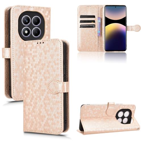 

For Redmi Note 14 Pro 4G Honeycomb Dot Texture Leather Phone Case(Gold)