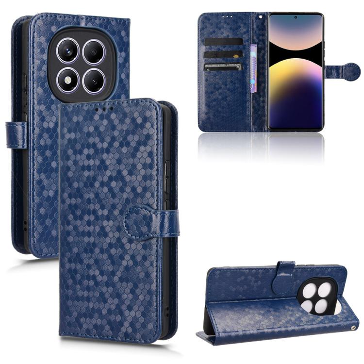 

For Redmi Note 14 Pro 4G Honeycomb Dot Texture Leather Phone Case(Blue)
