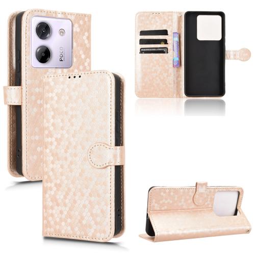 

For Xiaomi Poco M7 Pro 5G / Redmi Note 14 5G Honeycomb Dot Texture Leather Phone Case(Gold)