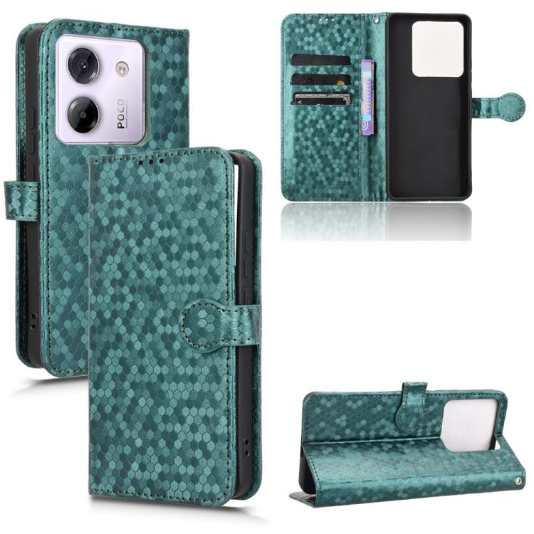 

For Xiaomi Poco M7 Pro 5G / Redmi Note 14 5G Honeycomb Dot Texture Leather Phone Case(Green)
