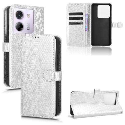 

For Xiaomi Poco M7 Pro 5G / Redmi Note 14 5G Honeycomb Dot Texture Leather Phone Case(Silver)