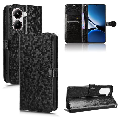 

For Xiaomi Poco X7 Pro 5G / Redmi Turbo 4 5G Honeycomb Dot Texture Leather Phone Case(Black)