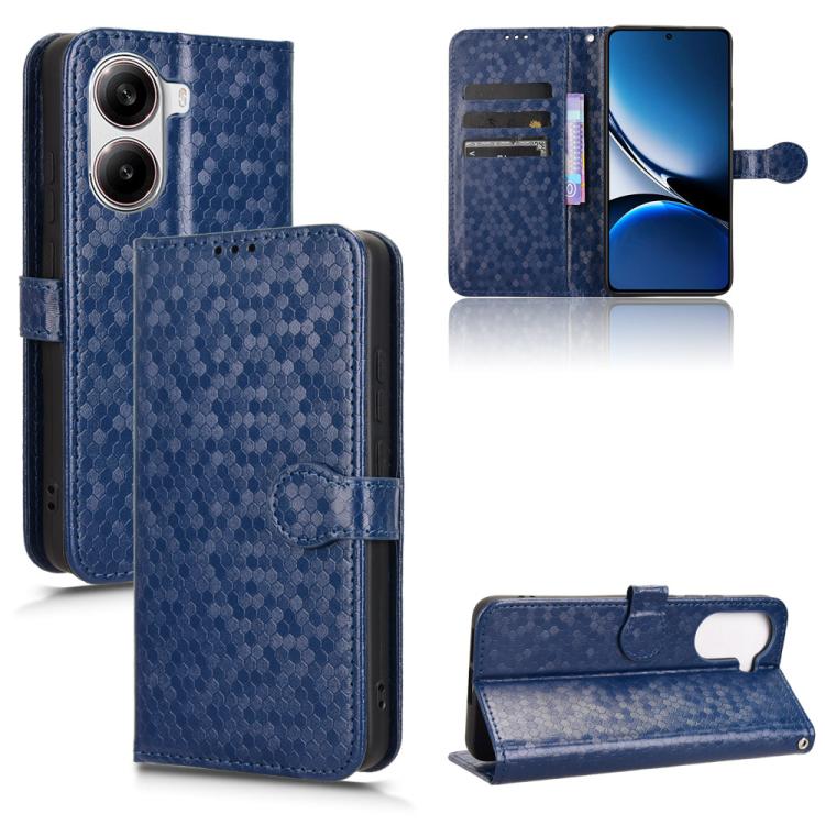 

For Xiaomi Poco X7 Pro 5G / Redmi Turbo 4 5G Honeycomb Dot Texture Leather Phone Case(Blue)