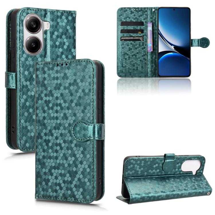 

For Xiaomi Poco X7 Pro 5G / Redmi Turbo 4 5G Honeycomb Dot Texture Leather Phone Case(Green)