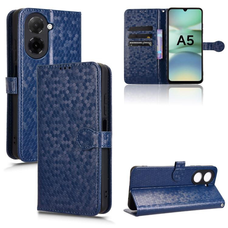 

For Redmi A5 4G 171.7mm / Xiaomi Poco C71 Honeycomb Dot Texture Leather Phone Case(Blue)