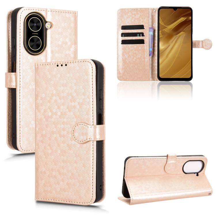 

For Redmi A5 4G 173.3mm Honeycomb Dot Texture Leather Phone Case(Gold)