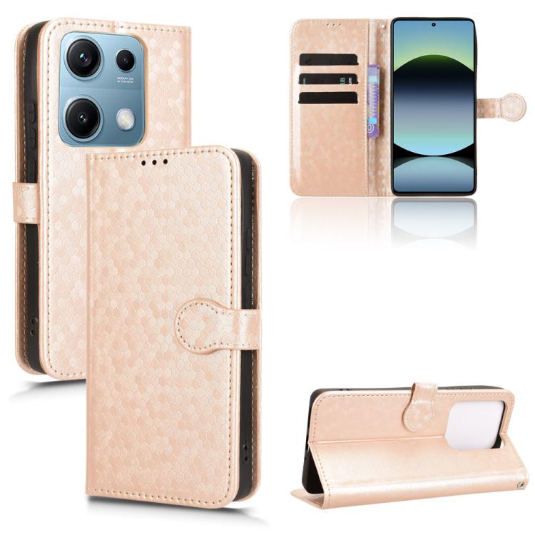 

For Redmi Note 14S Honeycomb Dot Texture Leather Phone Case(Gold)