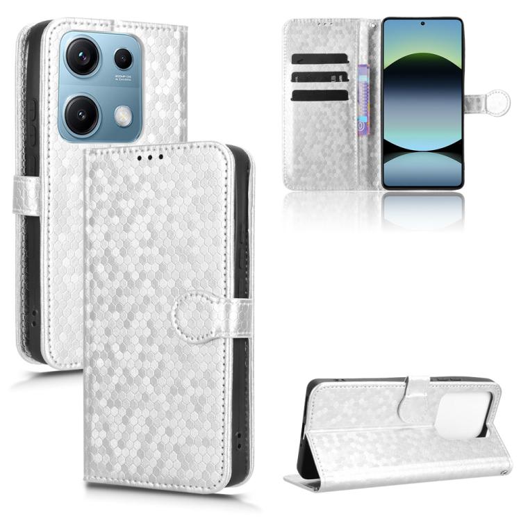 

For Redmi Note 14S Honeycomb Dot Texture Leather Phone Case(Silver)
