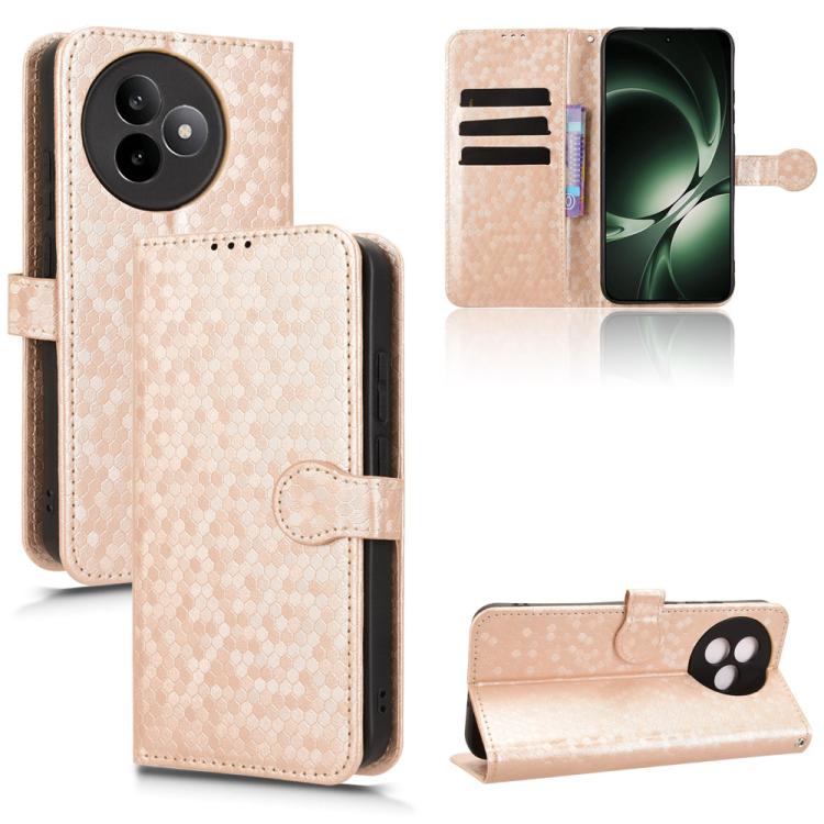 

For Redmi K80 Ultra Honeycomb Dot Texture Leather Phone Case(Gold)