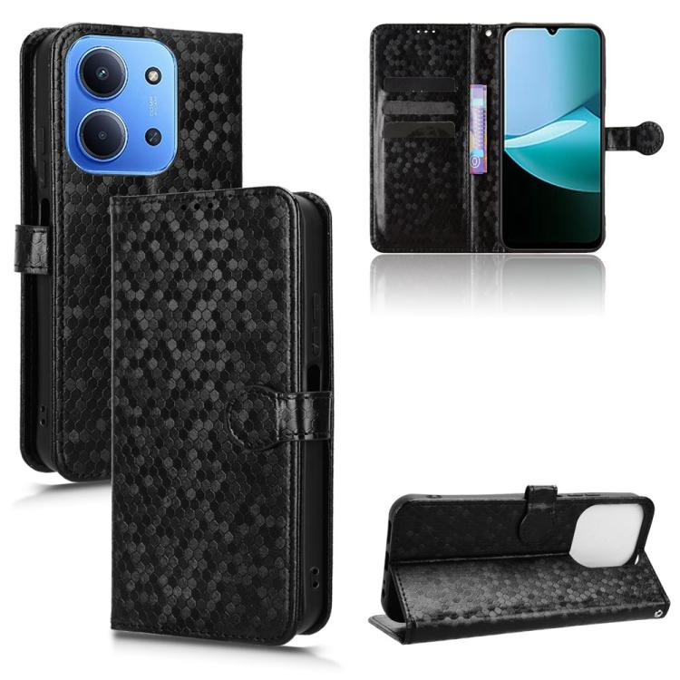 

For Redmi 15C 5G / 4G EU 173mm / Poco C85 5G Honeycomb Dot Texture Leather Phone Case(Black)