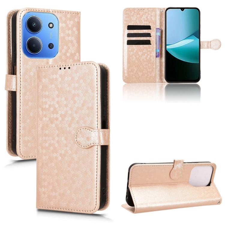 

For Redmi 15C 5G / 4G EU 173mm / Poco C85 5G Honeycomb Dot Texture Leather Phone Case(Gold)