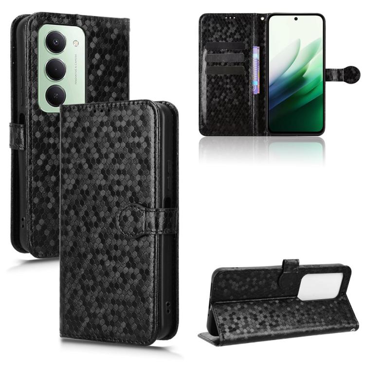 

For Redmi 15 5G Global / 15 4G SEA 169.5mm Honeycomb Dot Texture Leather Phone Case(Black)