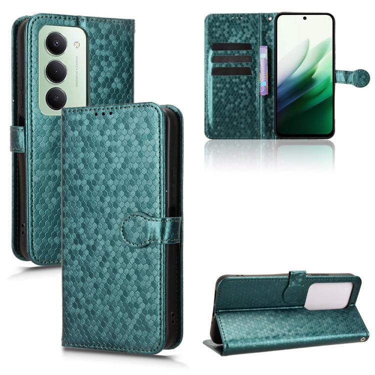 

For Redmi 15 5G Global / 15 4G SEA 169.5mm Honeycomb Dot Texture Leather Phone Case(Green)