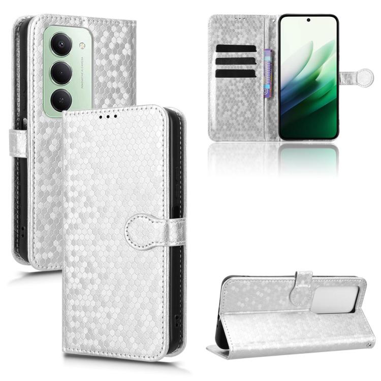 

For Redmi 15 5G Global / 15 4G SEA 169.5mm Honeycomb Dot Texture Leather Phone Case(Silver)