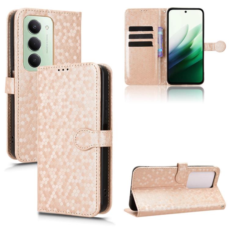 

For Redmi 15 5G / 4G EU 171mm Honeycomb Dot Texture Leather Phone Case(Gold)