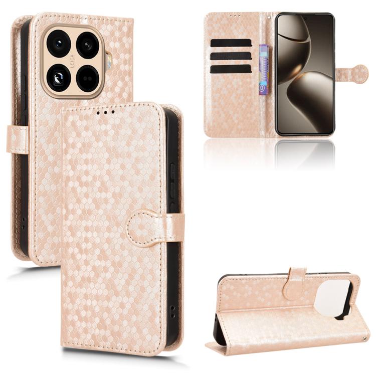 

For Xiaomi 15T Pro 5G Honeycomb Dot Texture Leather Phone Case(Gold)