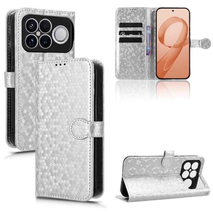 

For Redmi K90 Pro Max 5G / Poco F8 Ultra Honeycomb Dot Texture Leather Phone Case(Silver)