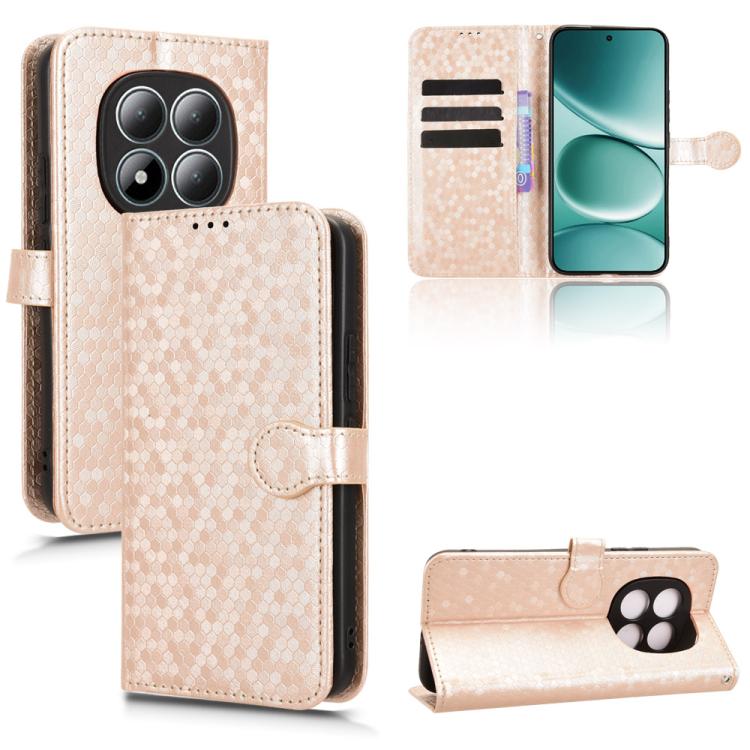 

For Redmi Note 15 Pro 4G Global 163.2mm Honeycomb Dot Texture Leather Phone Case(Gold)