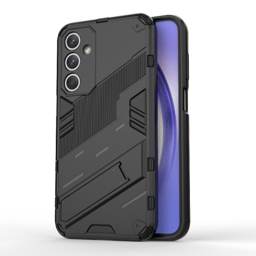 

For Samsung Galaxy M35 5G Punk Armor 2 in 1 PC + TPU Shockproof Phone Case with Invisible Holder(Black)