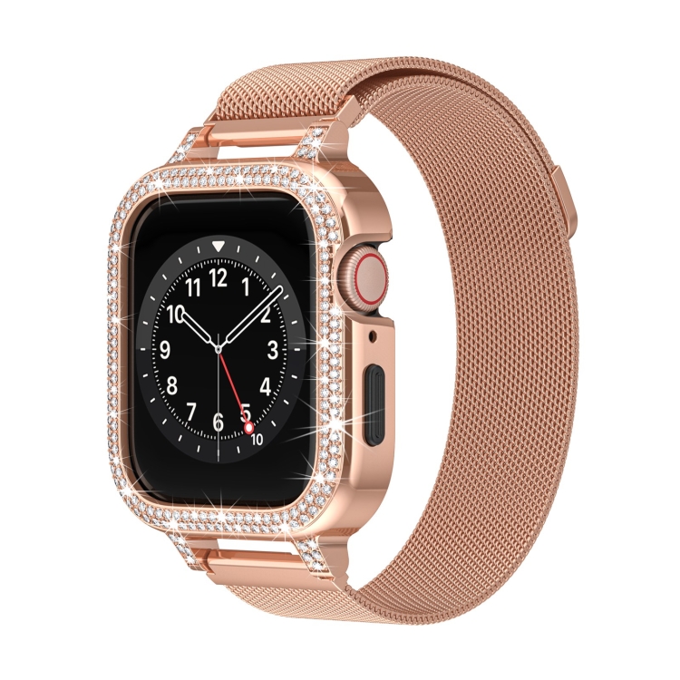 For Apple Watch Series 44mm Diamond TPU Hybrid Metal Frame
