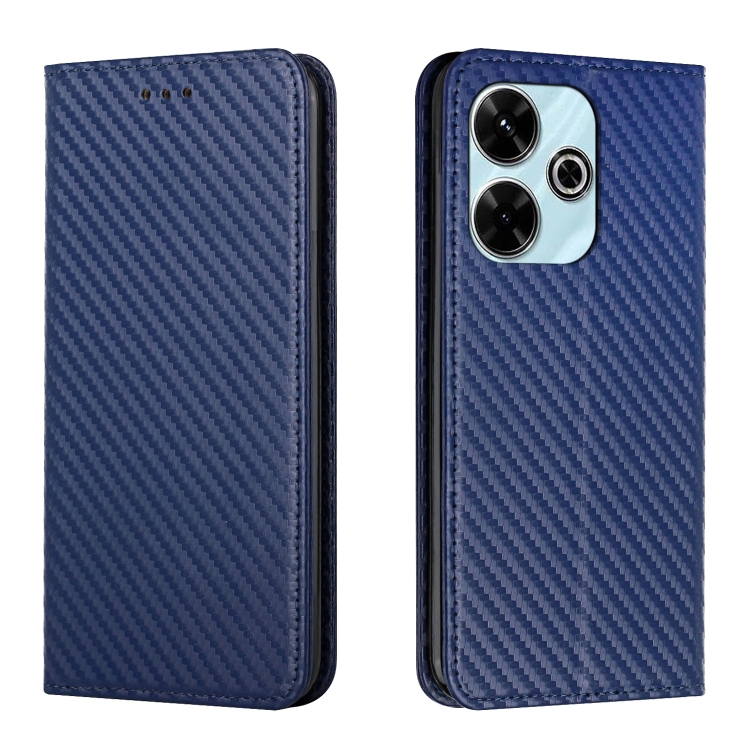 

For Redmi 13 4G Carbon Fiber Texture Magnetic Flip Leather Phone Case(Blue)