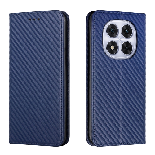 

For Redmi Note 14 Pro 5G Carbon Fiber Texture Magnetic Flip Leather Phone Case(Blue)