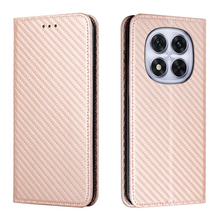 

For Redmi Note 14 Pro 4G Carbon Fiber Texture Magnetic Flip Leather Phone Case(Rose Gold)