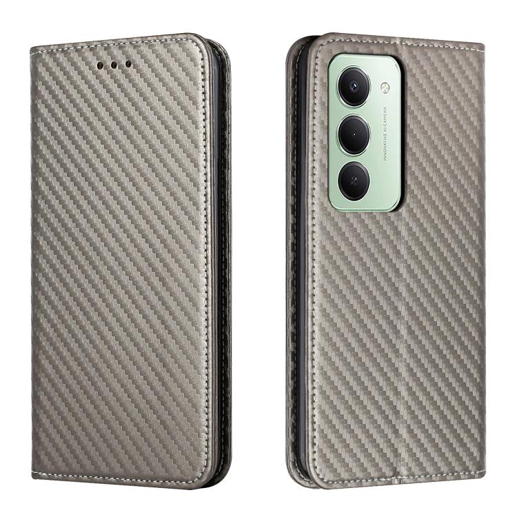 

For Redmi 15 5G / 4G EU 171mm Carbon Fiber Texture Magnetic Flip Leather Phone Case(Grey)