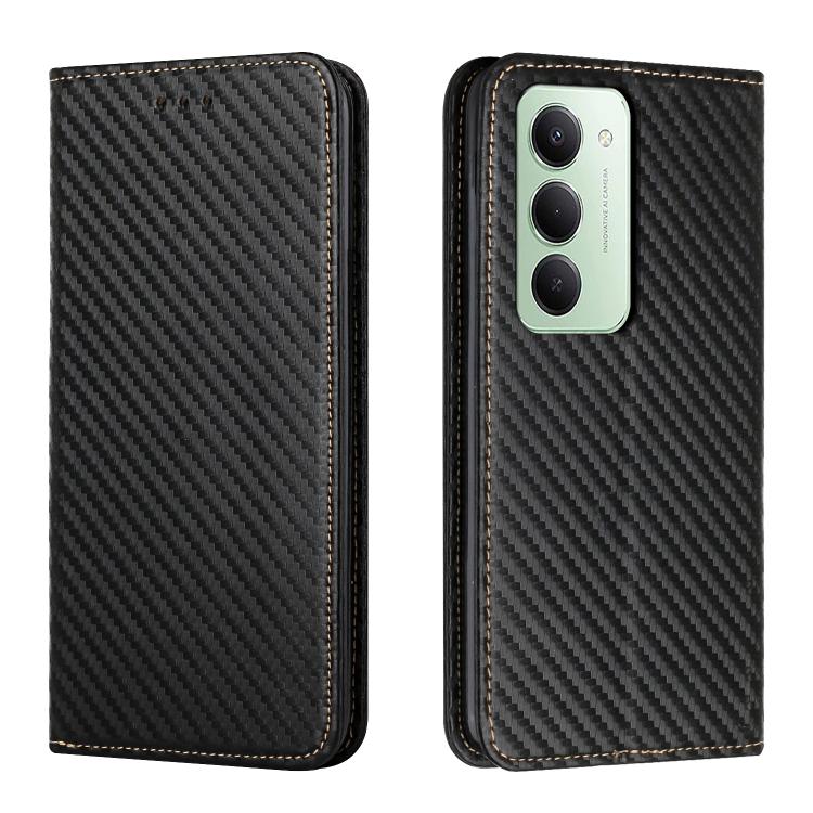 

For Redmi 15 5G Global / 15 4G SEA 169.5mm Carbon Fiber Texture Magnetic Flip Leather Phone Case(Black)