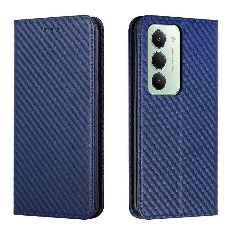 

For Redmi 15 5G Global / 15 4G SEA 169.5mm Carbon Fiber Texture Magnetic Flip Leather Phone Case(Blue)