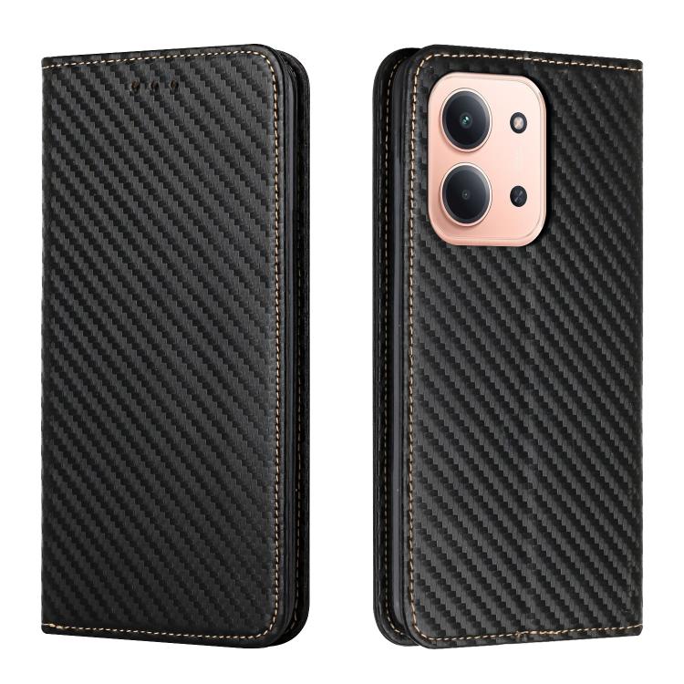 

For Redmi 15C 5G / 4G EU 173mm Carbon Fiber Texture Magnetic Flip Leather Phone Case(Black)