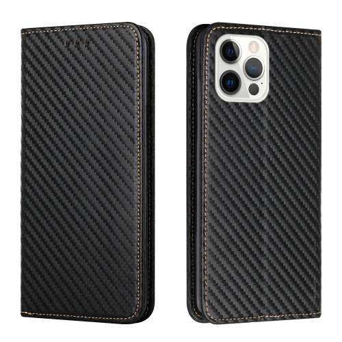 

For iPhone 16 Pro Max Carbon Fiber Texture Magnetic Flip Leather Phone Case(Black)