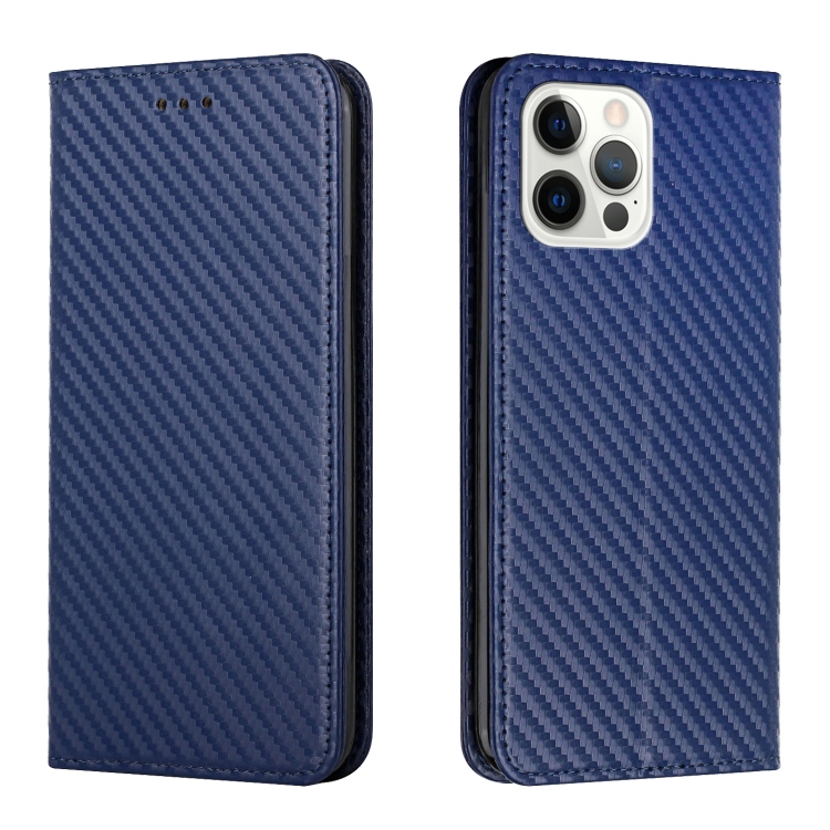 

For iPhone 16 Pro Carbon Fiber Texture Magnetic Flip Leather Phone Case(Blue)