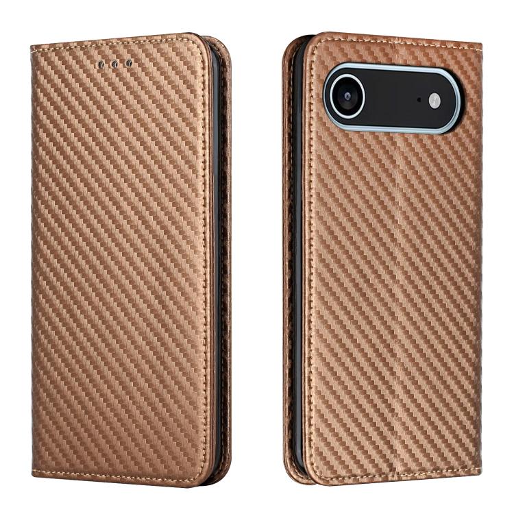 

For iPhone Air Carbon Fiber Texture Magnetic Flip Leather Phone Case(Brown)