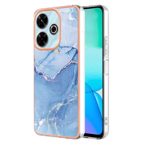 

For Redmi 13 4G Electroplating Marble Dual-side IMD Phone Case(Blue 018)