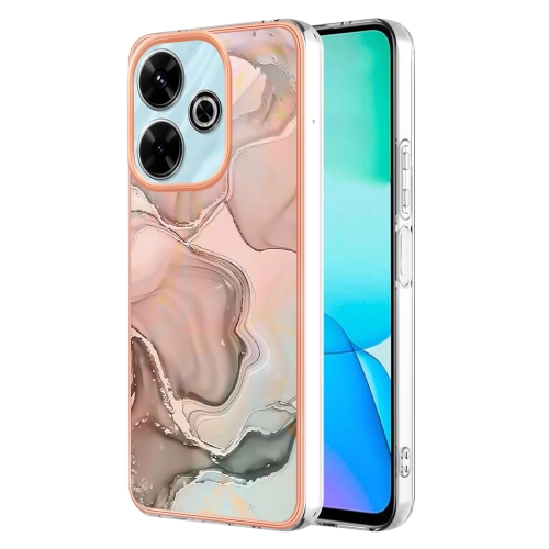 

For Redmi 13 4G Electroplating Marble Dual-side IMD Phone Case(Rose Gold 015)