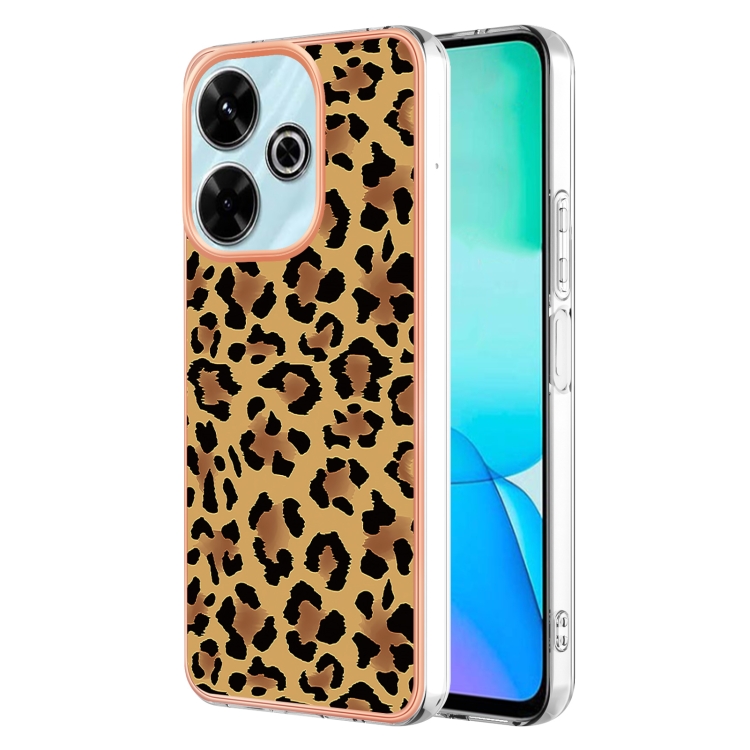 

For Redmi 13 4G Electroplating Marble Dual-side IMD Phone Case(Leopard Print)