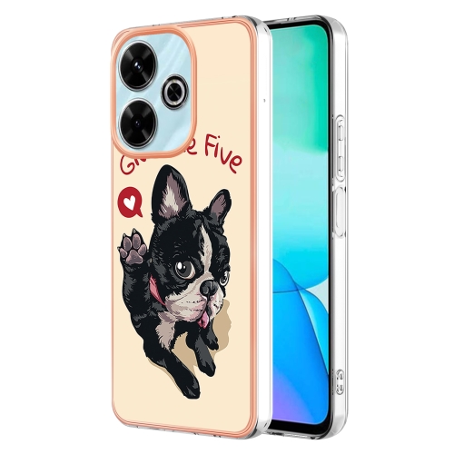 

For Redmi 13 4G Electroplating Marble Dual-side IMD Phone Case(Lucky Dog)