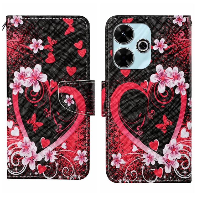 

For Redmi 13 4G Colored Drawing Pattern Leather Phone Case(Red Heart)