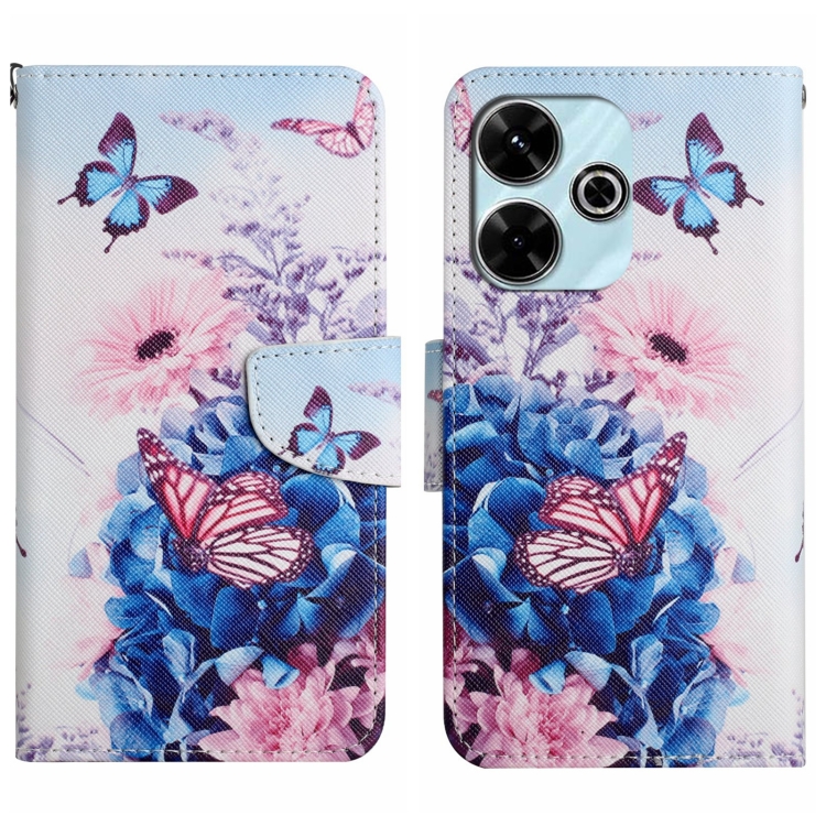 

For Redmi 13 4G Colored Drawing Pattern Leather Phone Case(Purple Butterfly)