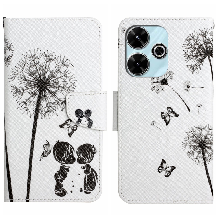 

For Redmi 13 4G Colored Drawing Pattern Leather Phone Case(Dandelion)