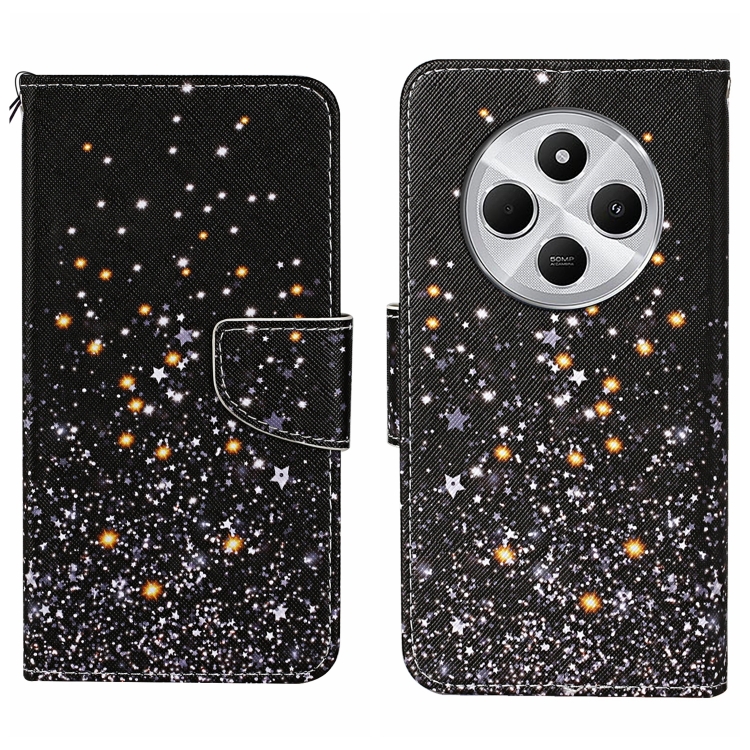 

For Redmi 14C 4G Colored Drawing Pattern Leather Phone Case(Black Pentagram)