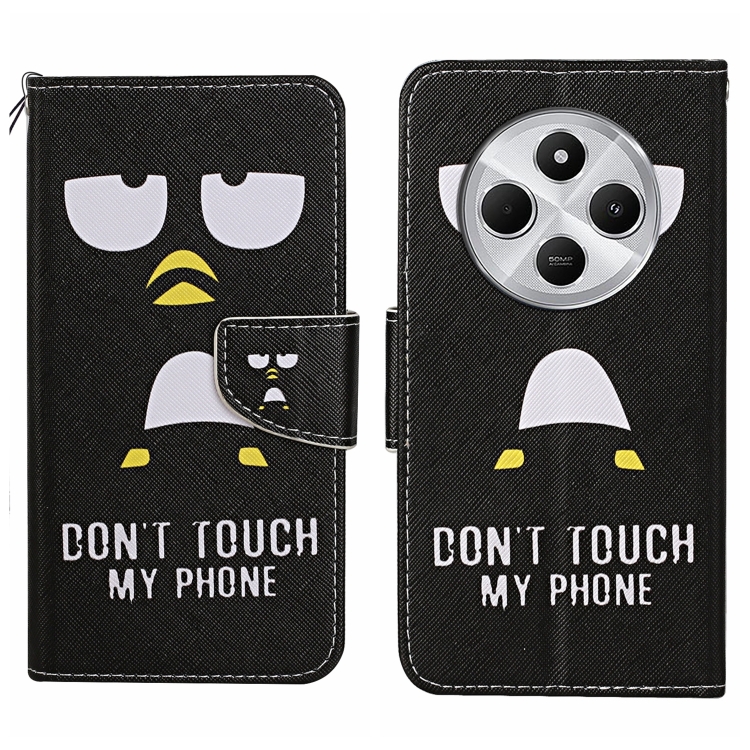 

For Redmi 14C 4G Colored Drawing Pattern Leather Phone Case(Penguin)